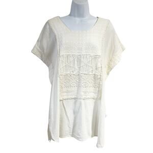 Smithsonian Institution Women Small Cream Woven Embroidered Blouse South America